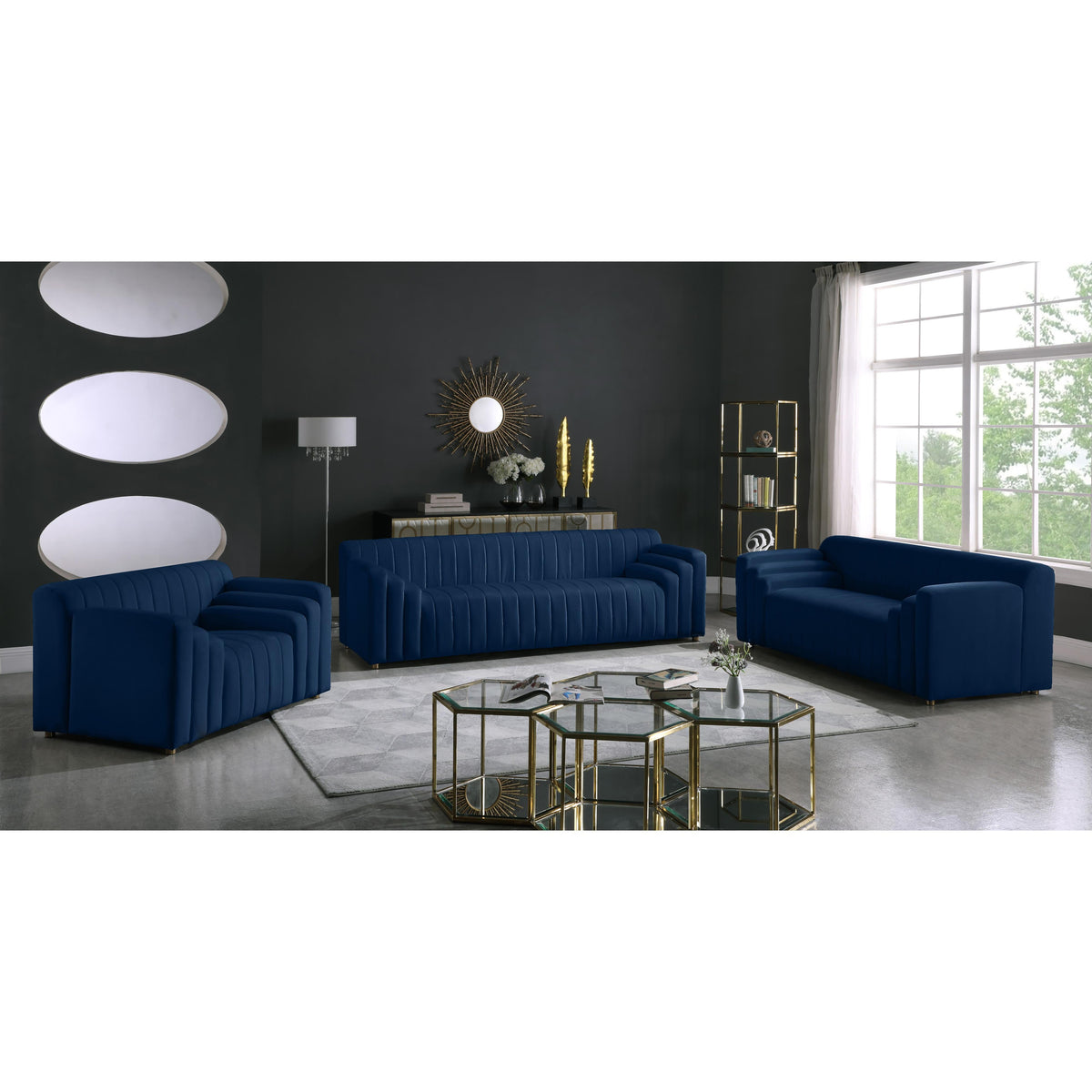 Meridian Naya Navy Velvet Chair