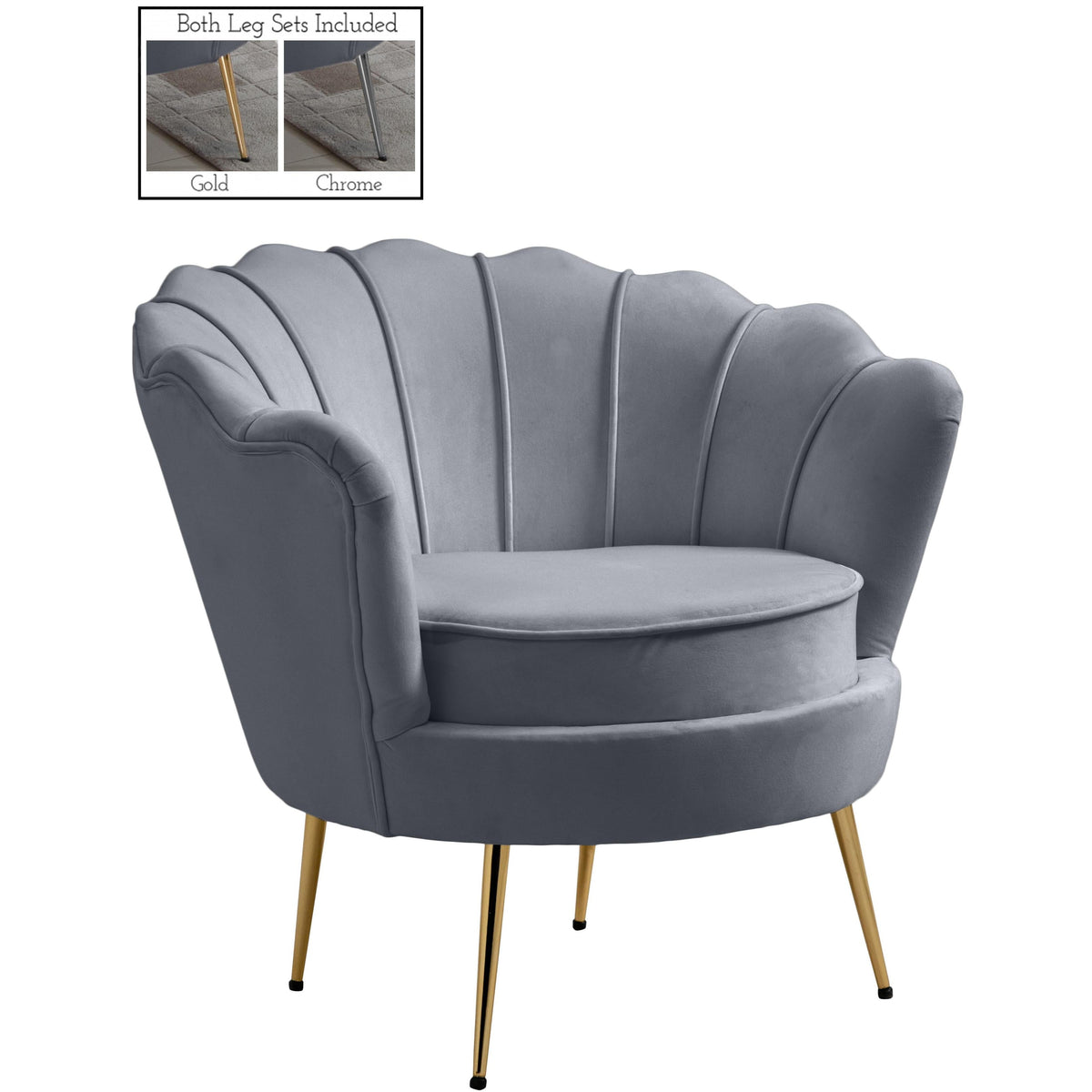 Meridian Gardenia Grey Velvet Chair
