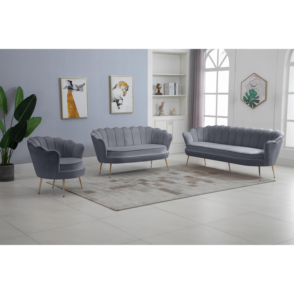 Meridian Gardenia Grey Velvet Chair