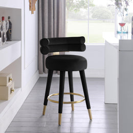 Meridian Fitzroy Black Velvet Counter Stool