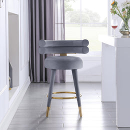 Meridian Fitzroy Grey Velvet Counter Stool
