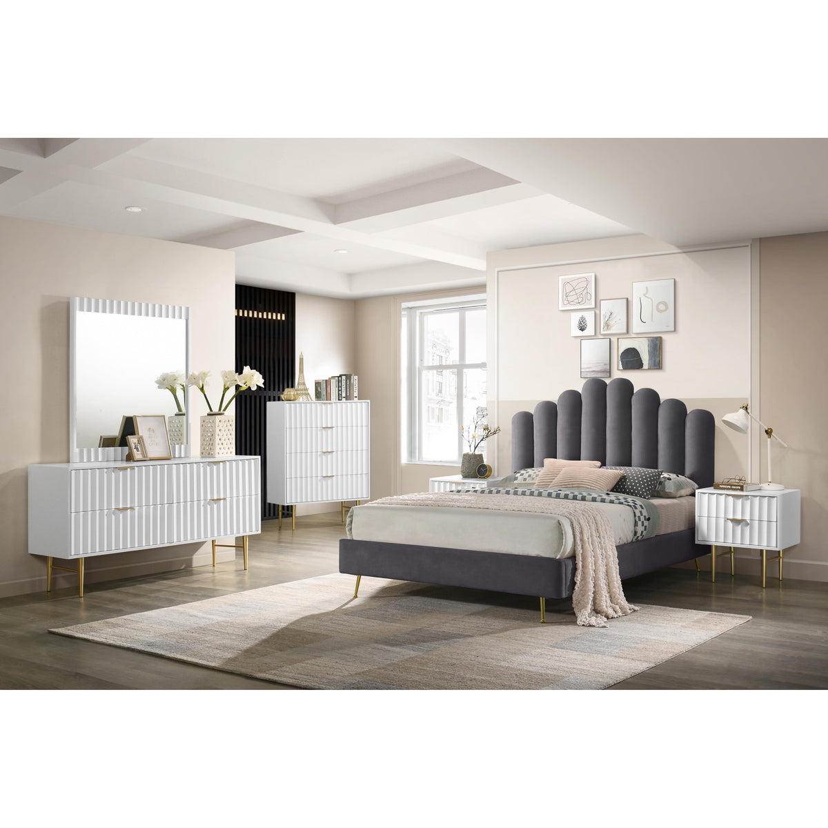Meridian Modernist White Gloss Night Stand