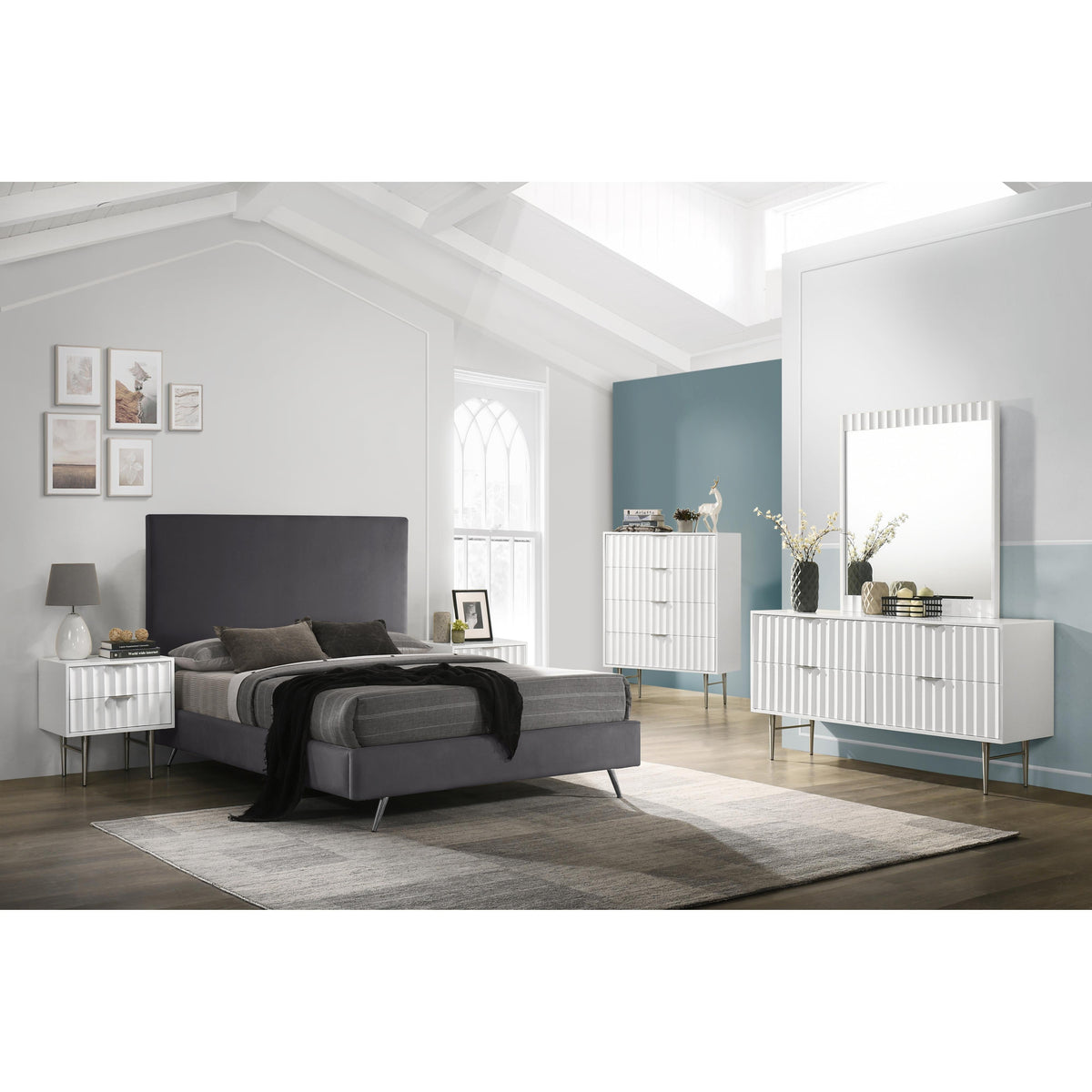 Meridian Modernist White Gloss Night Stand