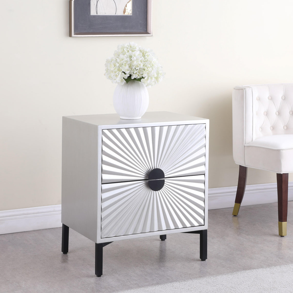 Meridian Glitz Antique Silver Side Table