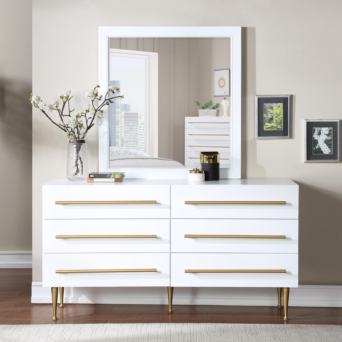 Meridian Marisol White Mirror