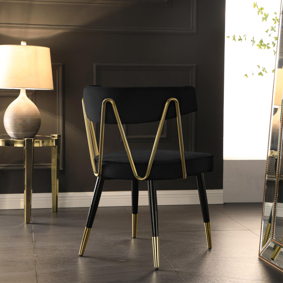 Meridian Rheingold Black Velvet Dining Chair