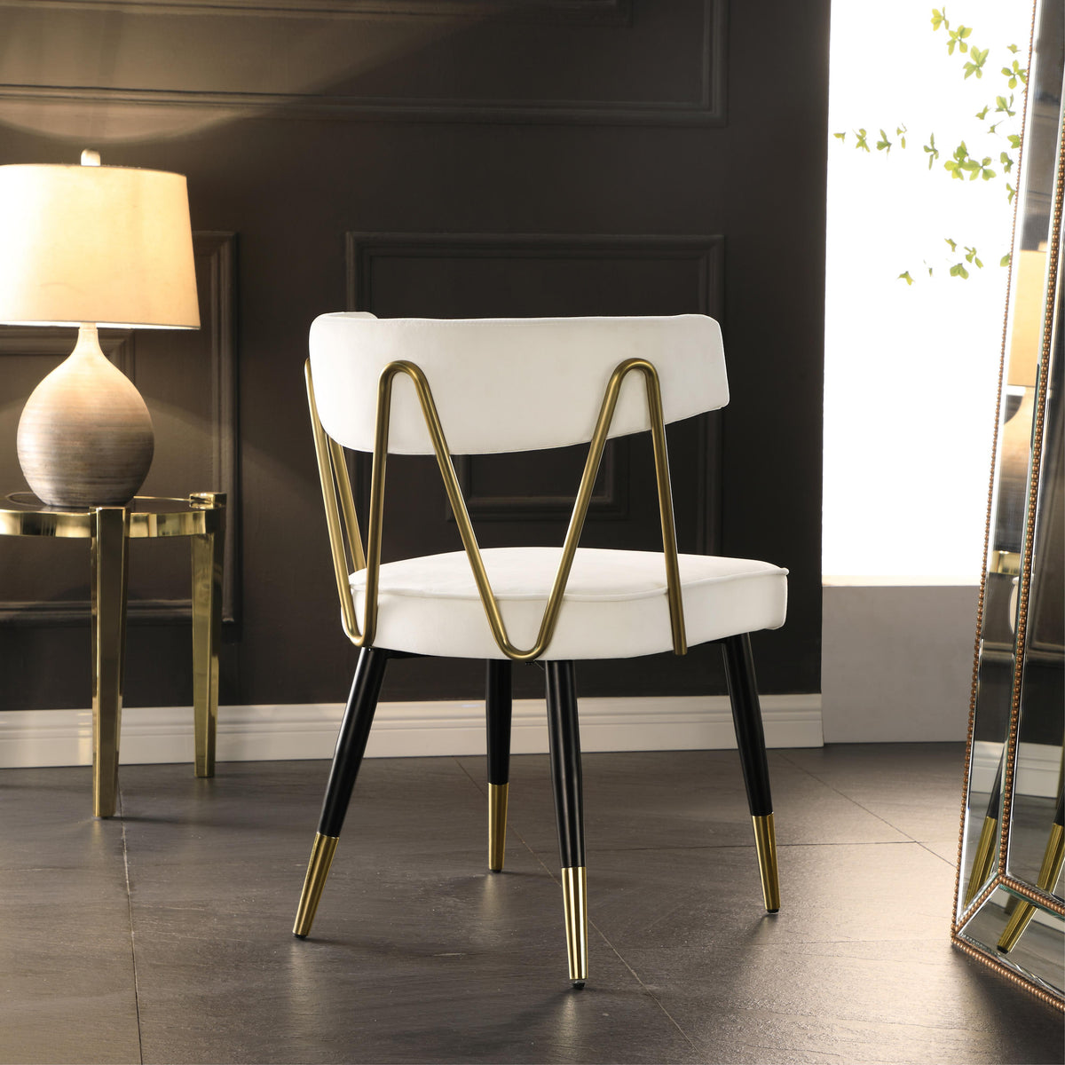 Meridian Rheingold Cream Velvet Dining Chair