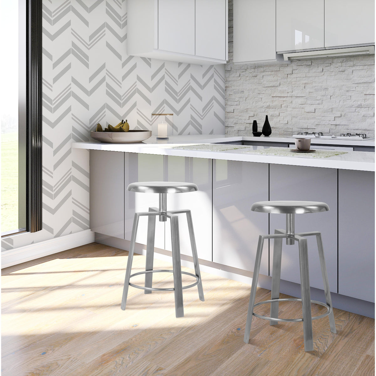 Meridian Lang Silver Iron Counter/Bar Stool