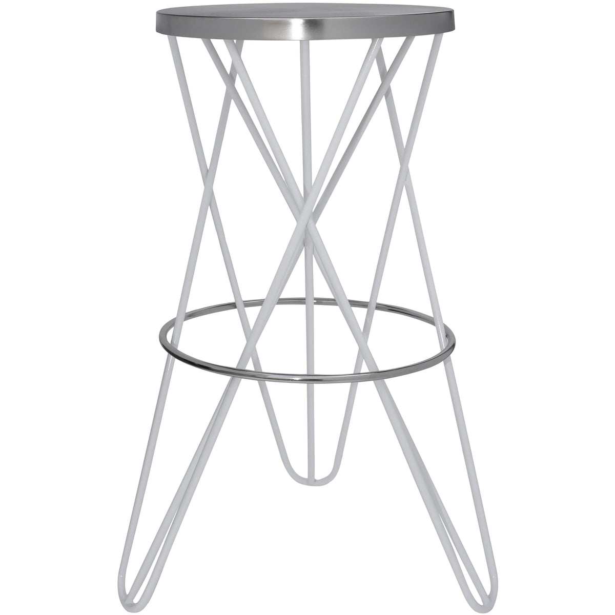 Meridian Mercury White Iron Bar Stool