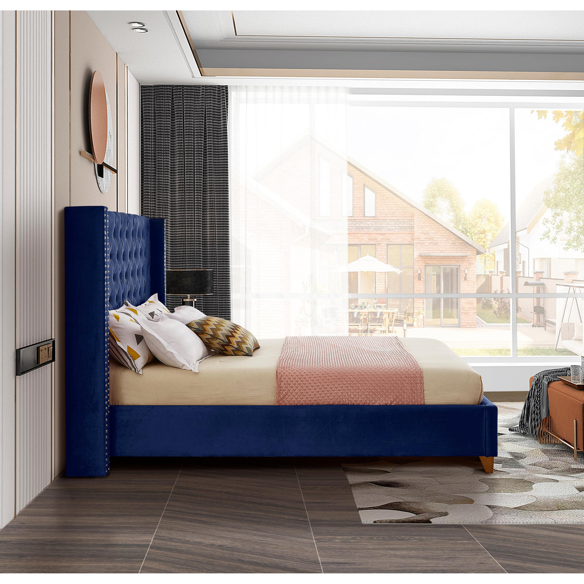 Meridian Barolo Navy Velvet Full Bed