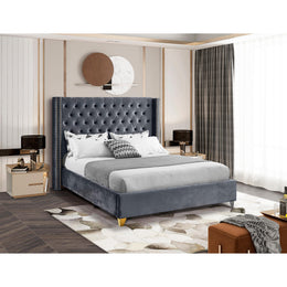 Meridian Barolo Grey Velvet King Bed