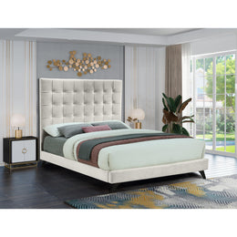 Meridian Elly Cream Velvet Full Bed