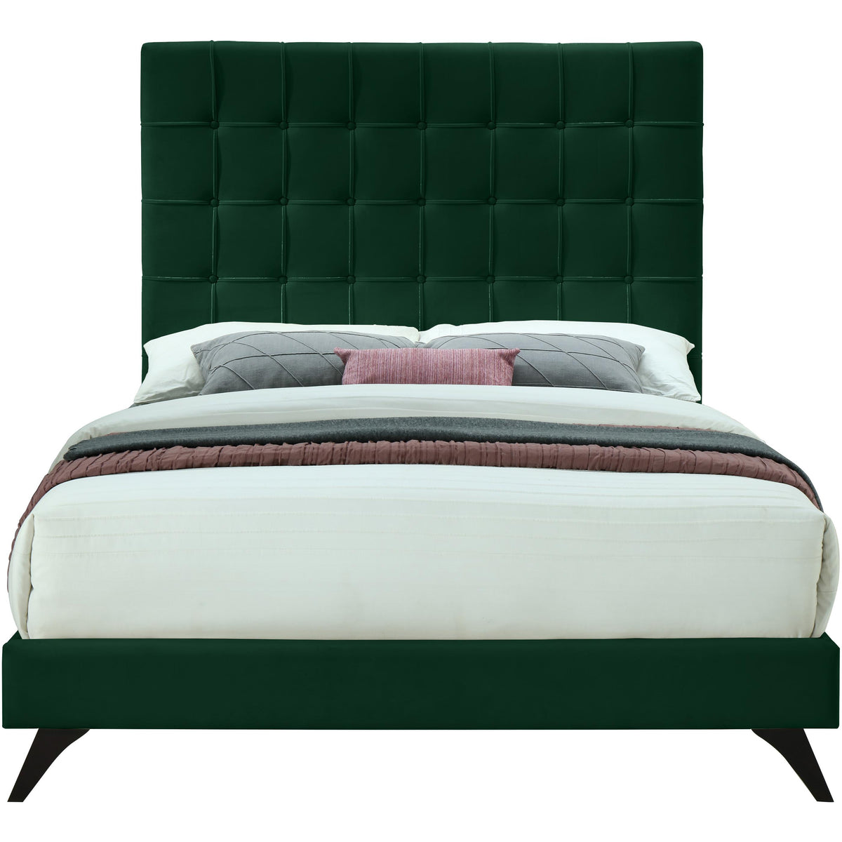 Meridian Elly Green Velvet King Bed