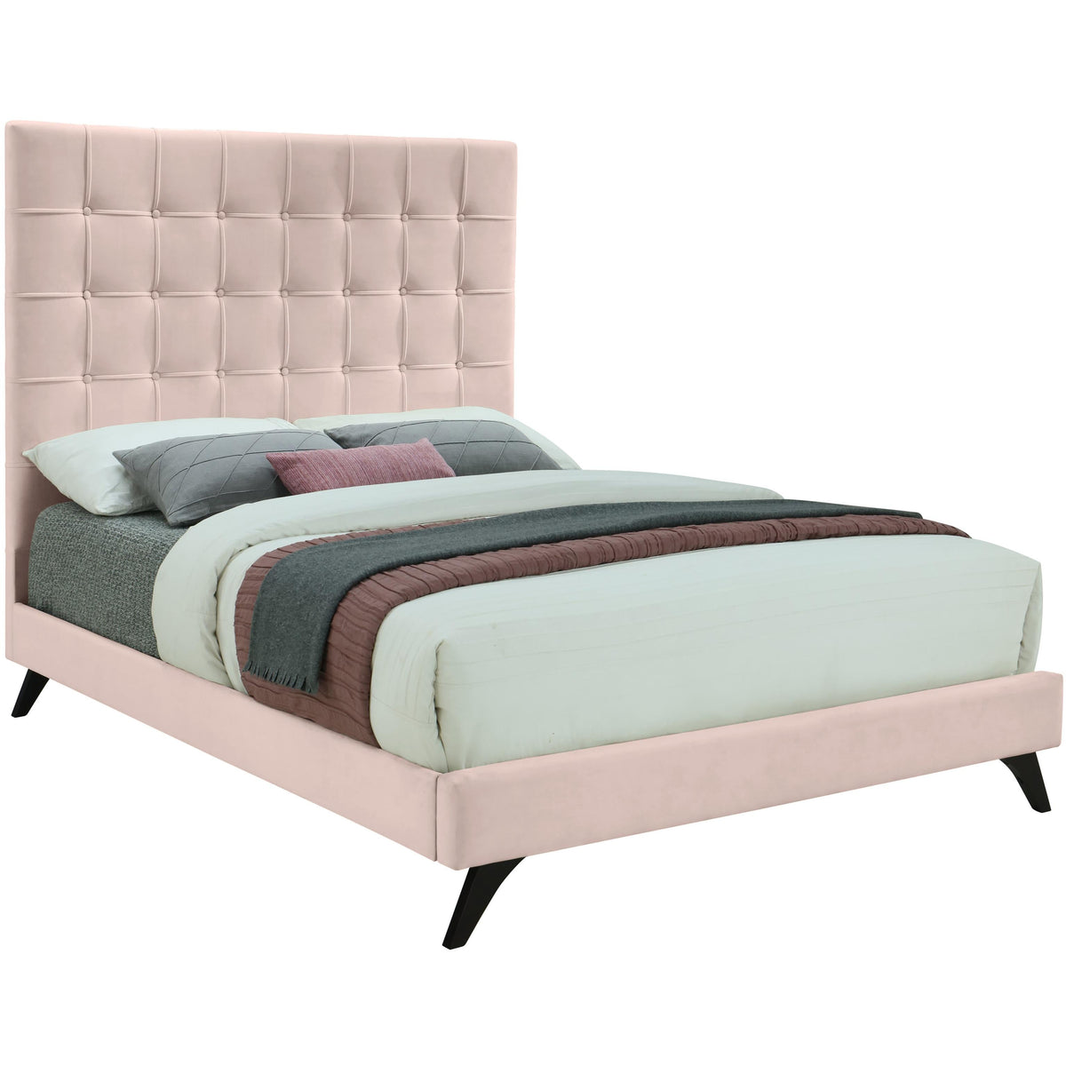 Meridian Elly Pink Velvet King Bed