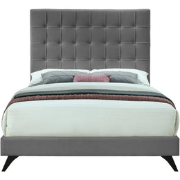 Meridian Elly Grey Velvet Queen Bed