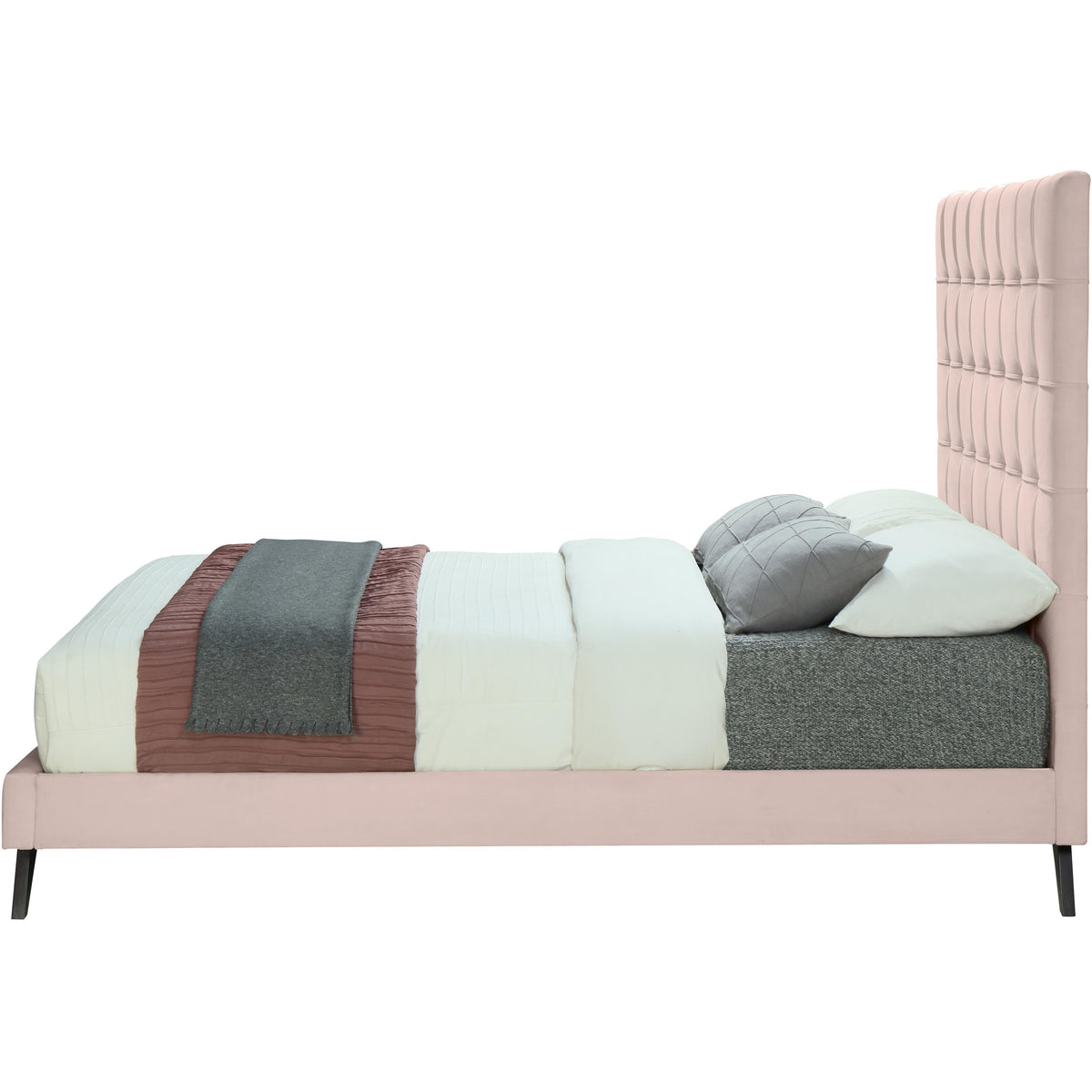 Meridian Elly Pink Velvet Queen Bed