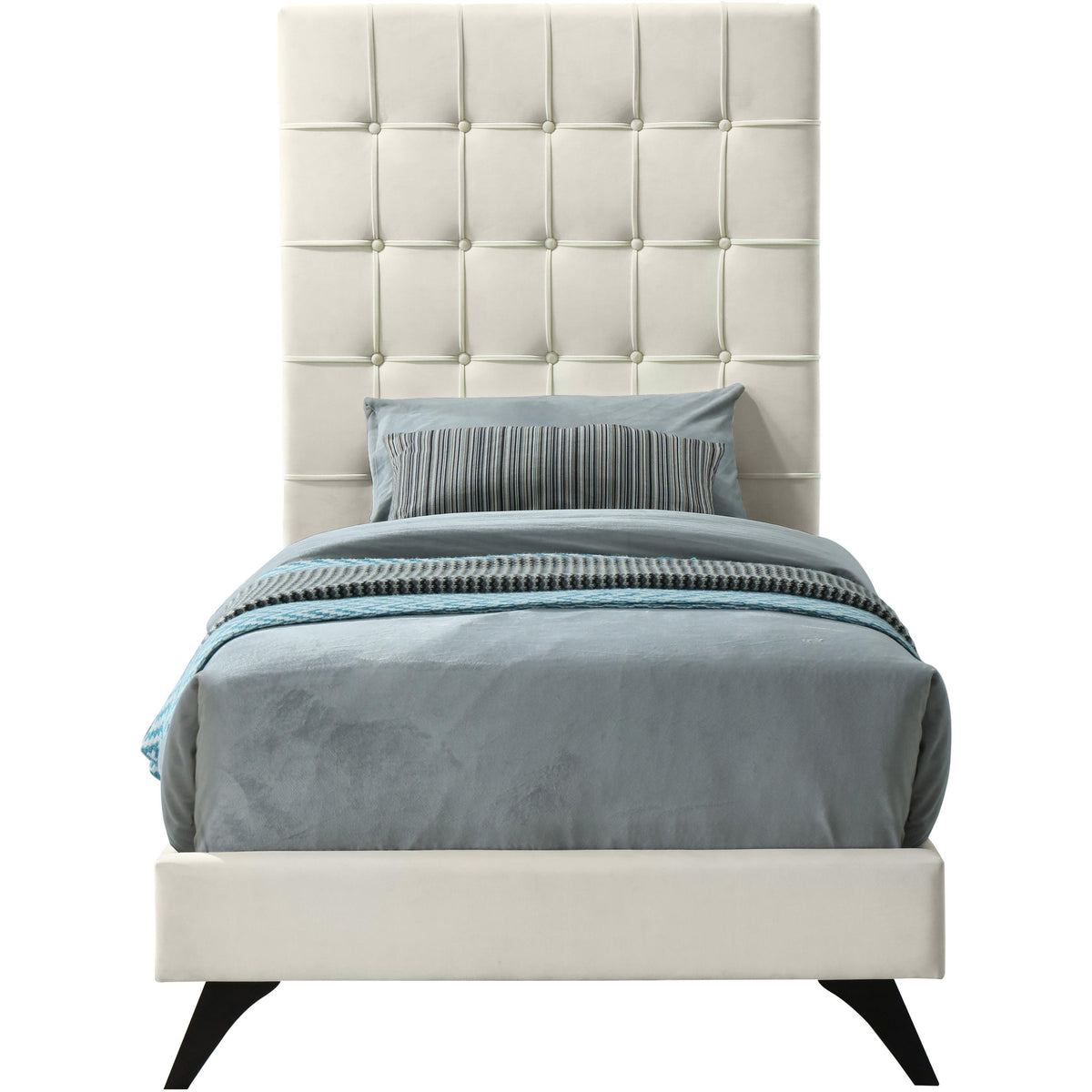 Meridian Elly Cream Velvet Twin Bed