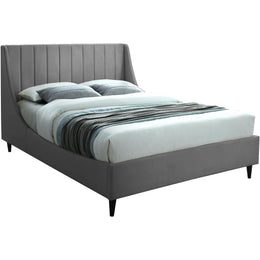 Meridian Eva Grey Velvet Full Bed