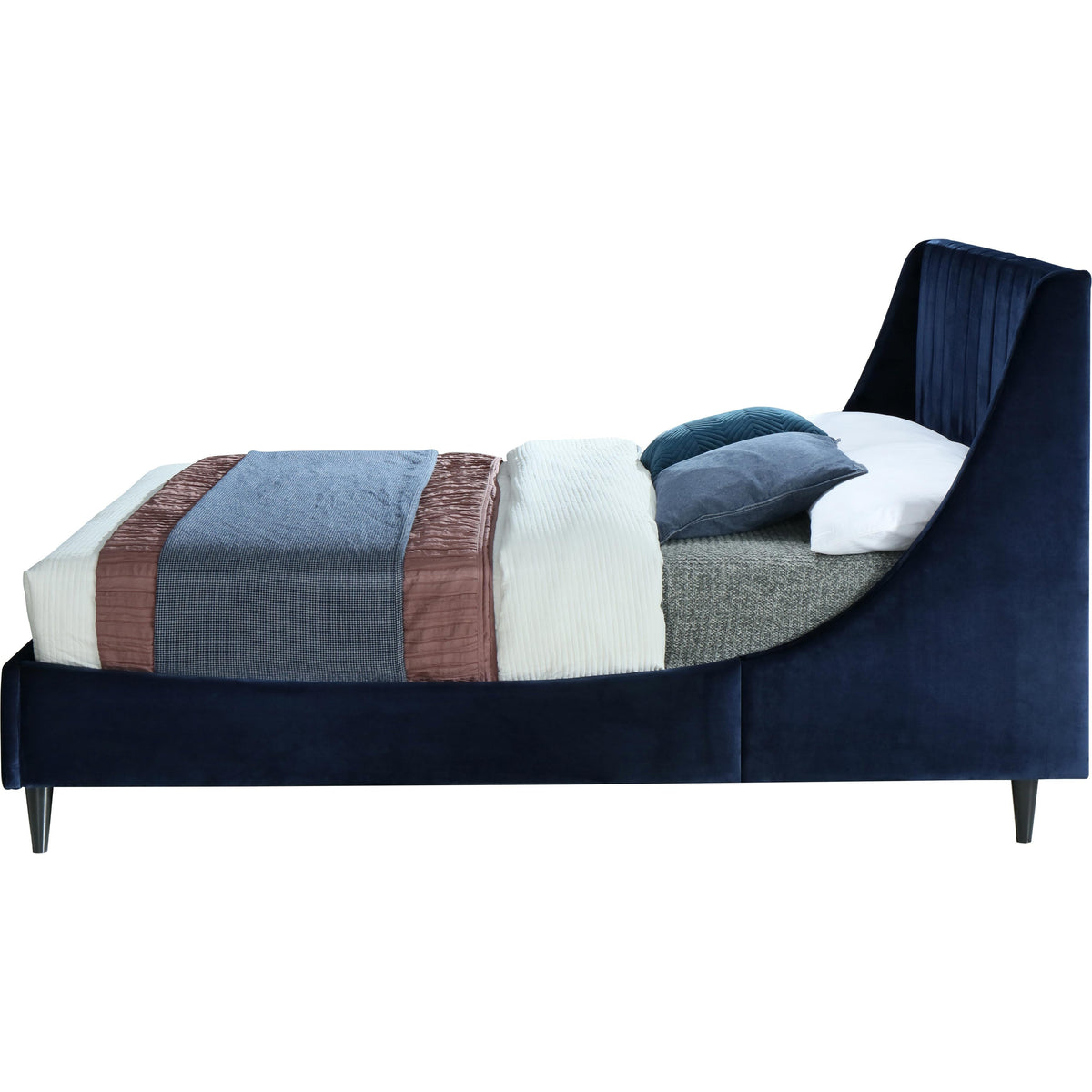 Meridian Eva Navy Velvet Full Bed
