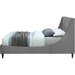 Meridian Eva Grey Velvet King Bed
