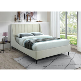 Meridian Eva Cream Velvet Queen Bed