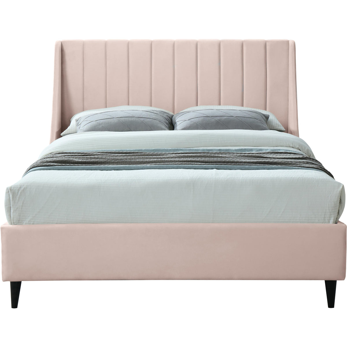 Meridian Eva Pink Velvet Queen Bed