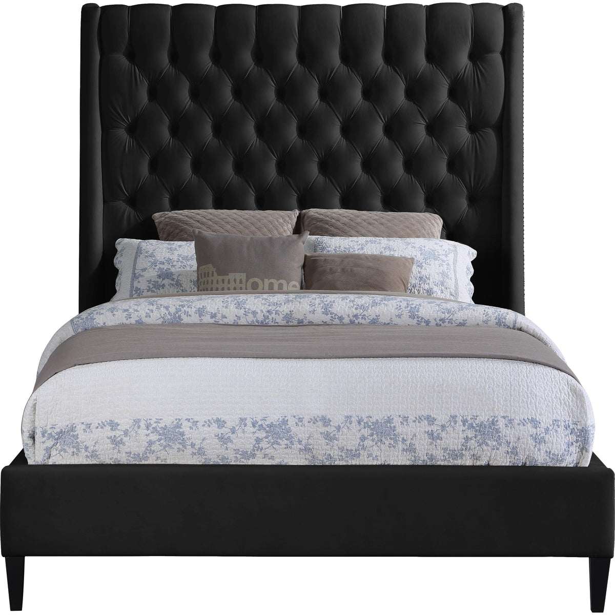 Meridian Fritz Black Velvet King Bed