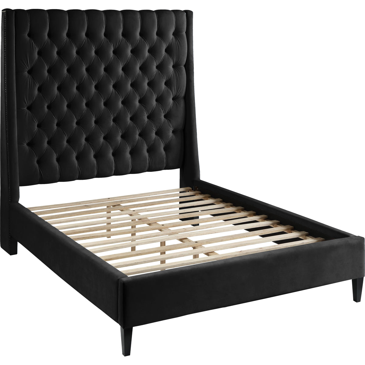 Meridian Fritz Black Velvet King Bed