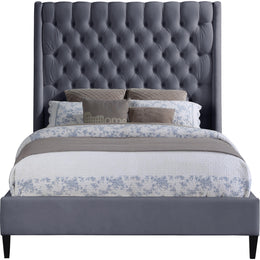 Meridian Fritz Grey Velvet King Bed