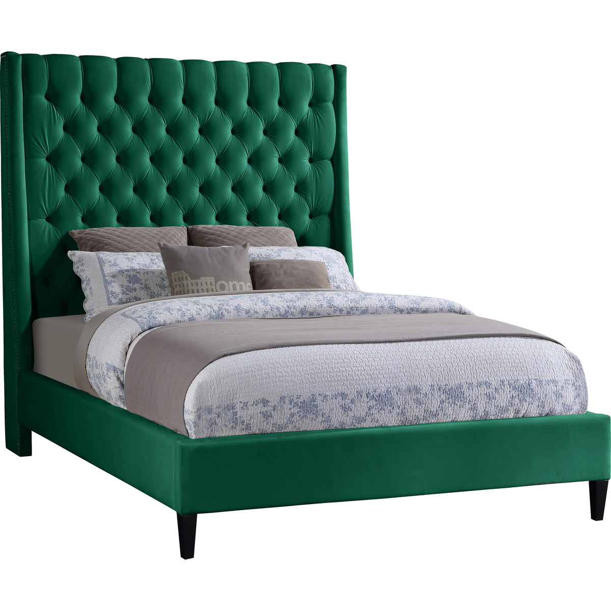 Meridian Fritz Green Velvet Queen Bed