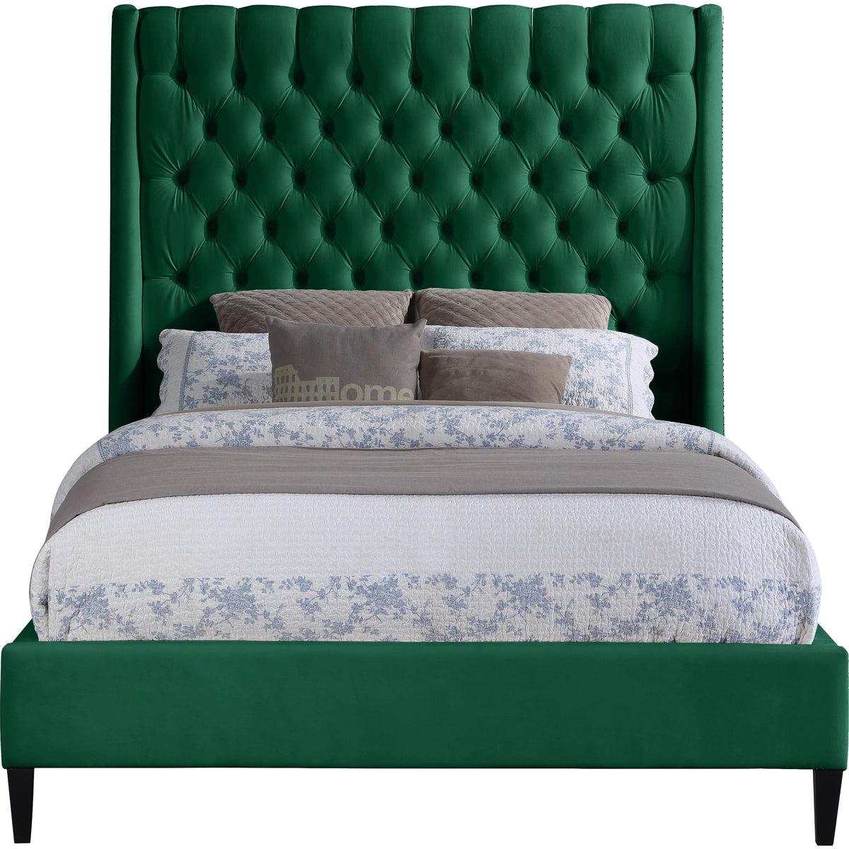 Meridian Fritz Green Velvet Queen Bed