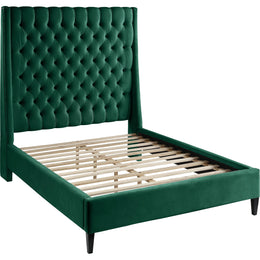 Meridian Fritz Green Velvet Queen Bed