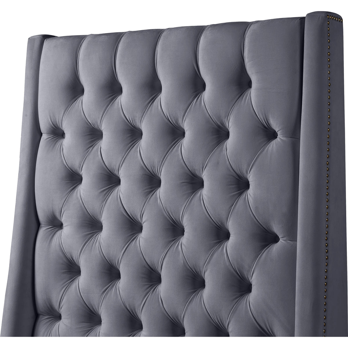 Meridian Fritz Grey Velvet Queen Bed