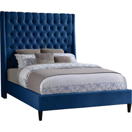 Meridian Fritz Navy Velvet Queen Bed