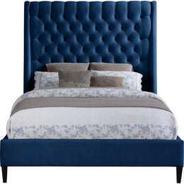 Meridian Fritz Navy Velvet Queen Bed
