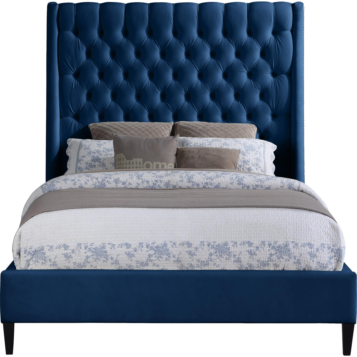 Meridian Fritz Navy Velvet Queen Bed