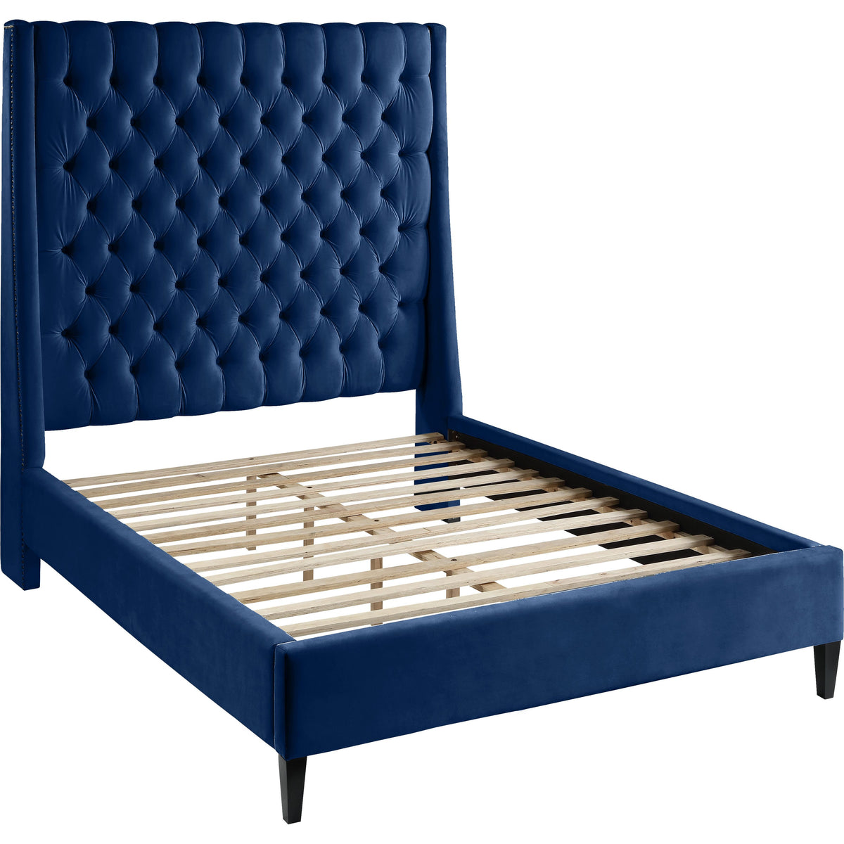 Meridian Fritz Navy Velvet Queen Bed