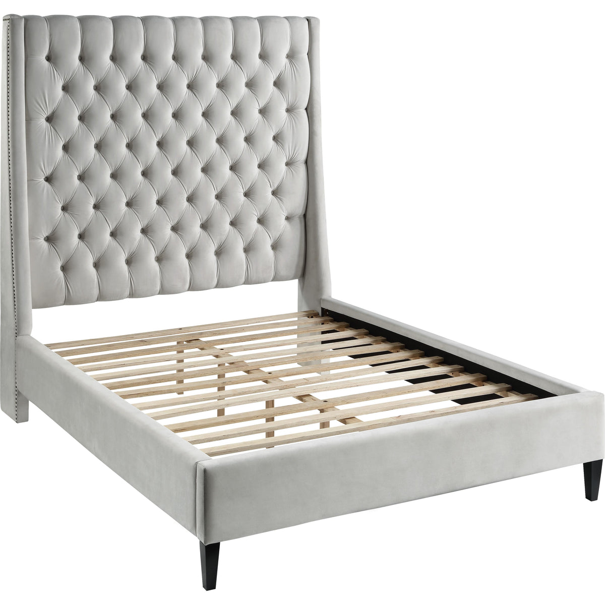 Meridian Fritz Cream Velvet Twin Bed