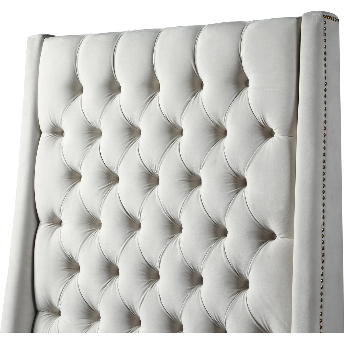 Meridian Fritz Cream Velvet Twin Bed