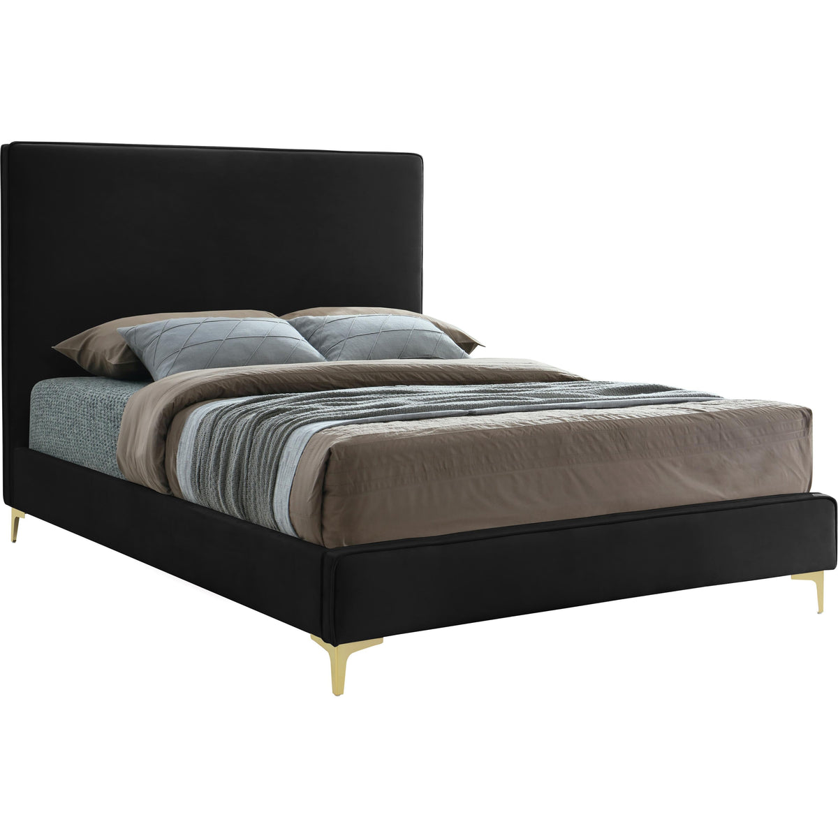 Meridian Geri Black Velvet King Bed