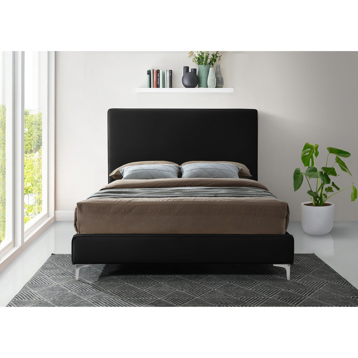 Meridian Geri Black Velvet King Bed
