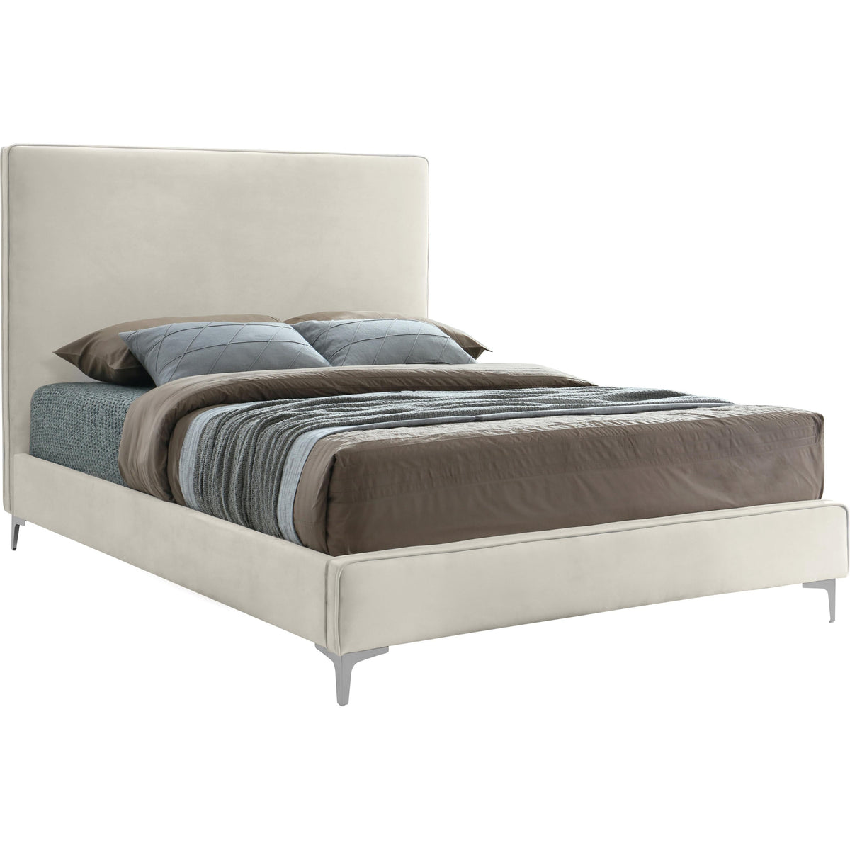 Meridian Geri Cream Velvet King Bed