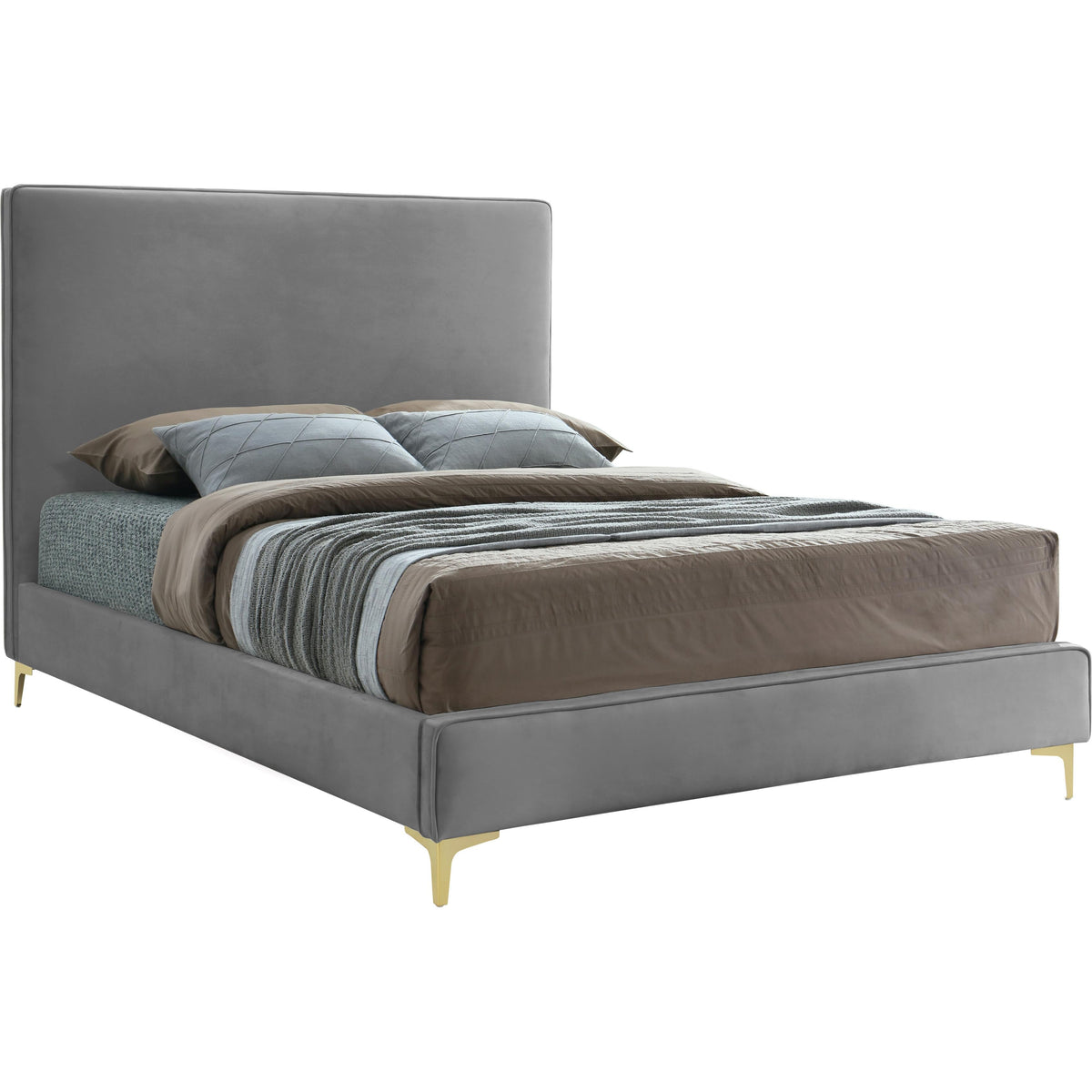 Meridian Geri Grey Velvet King Bed