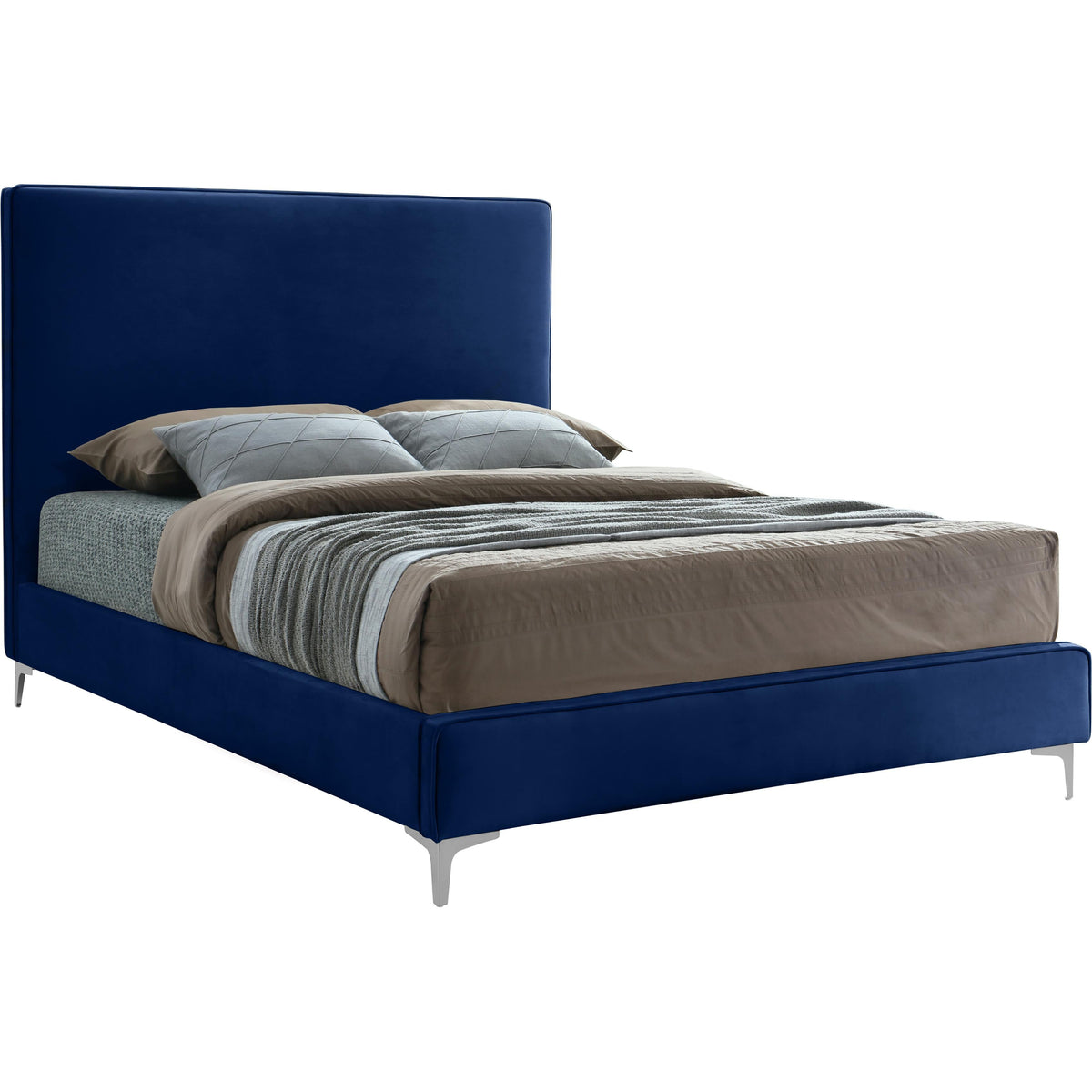 Meridian Geri Navy Velvet King Bed
