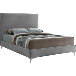 Meridian Geri Grey Velvet Queen Bed