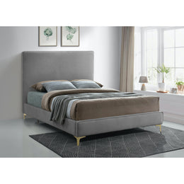 Meridian Geri Grey Velvet Queen Bed