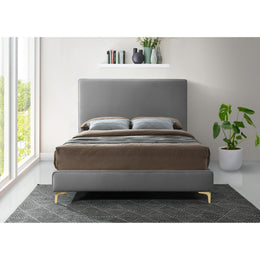 Meridian Geri Grey Velvet Queen Bed