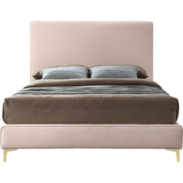Meridian Geri Pink Velvet Queen Bed