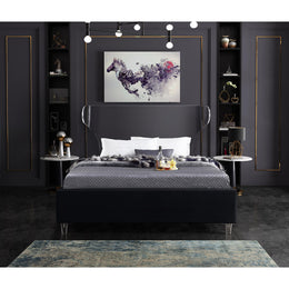 Meridian Ghost Black Velvet Full Bed
