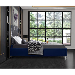 Meridian Ghost Navy Velvet King Bed